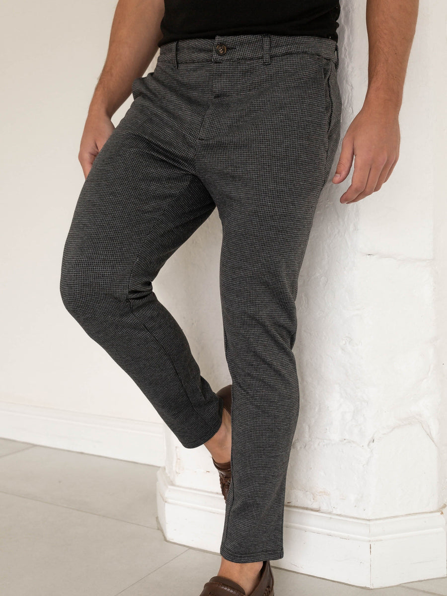 Mens grey 2024 check chinos