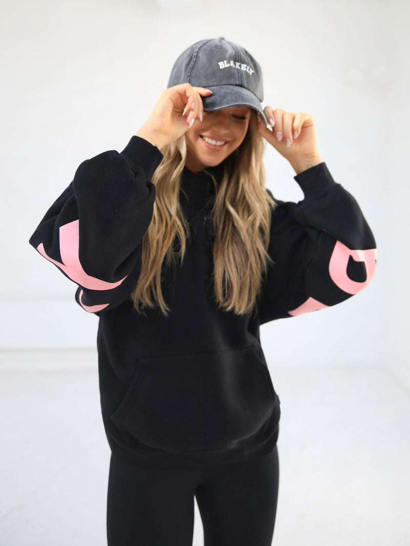 Members Isabel Oversized Hoodie - Black & Pink