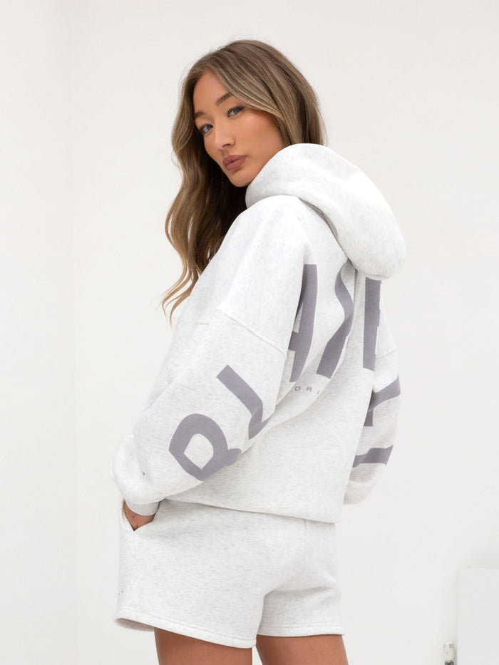 Isabel Oversized Hoodie - Marl White and Pale Lilac