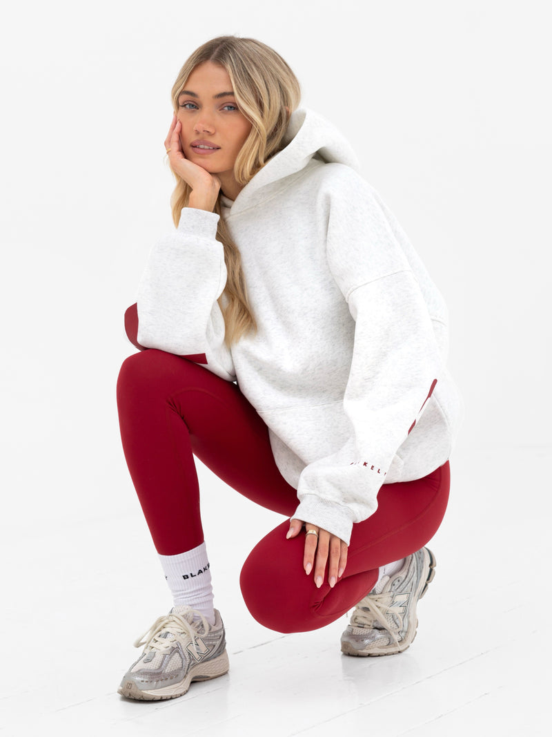 Isabel Oversized Hoodie - Marl White & Cherry Red