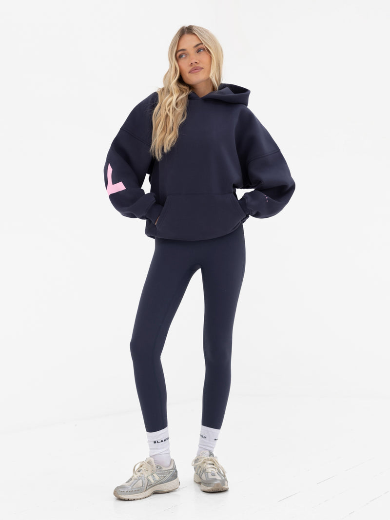 Isabel Oversized Hoodie - True Navy & Powder Pink