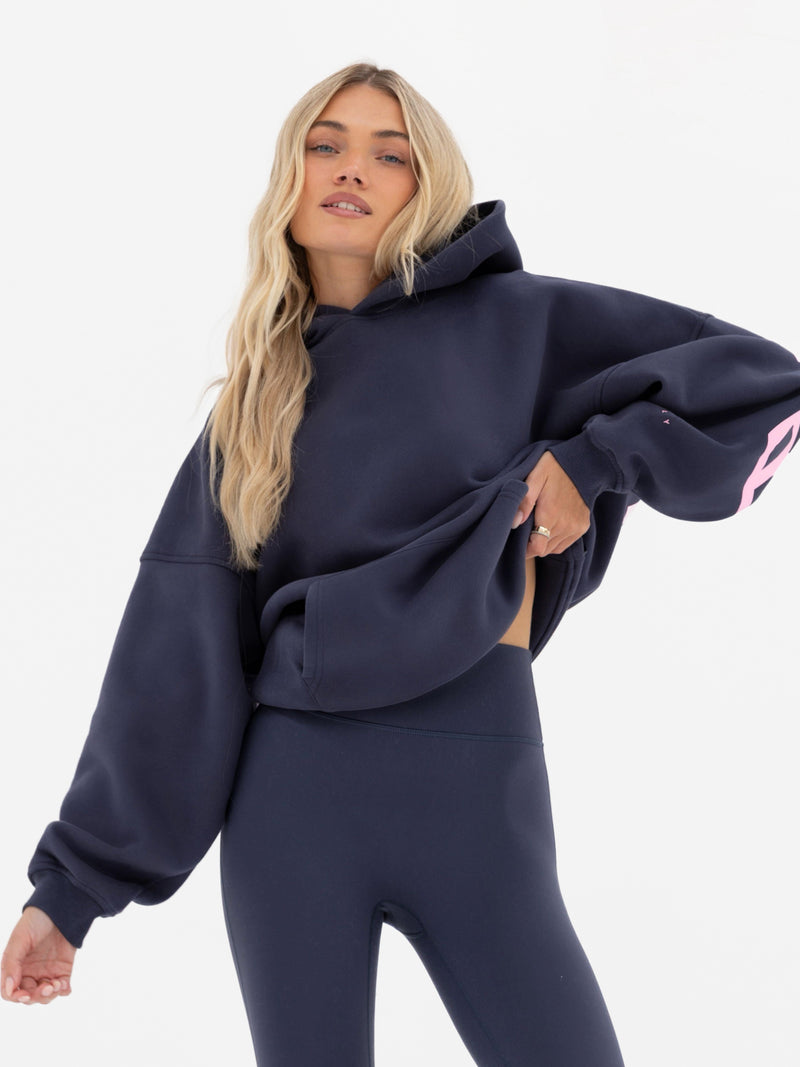 Isabel Oversized Hoodie - True Navy & Powder Pink