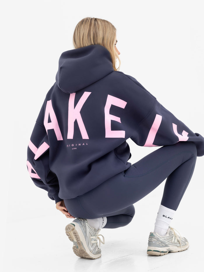 Isabel Oversized Hoodie - True Navy & Powder Pink
