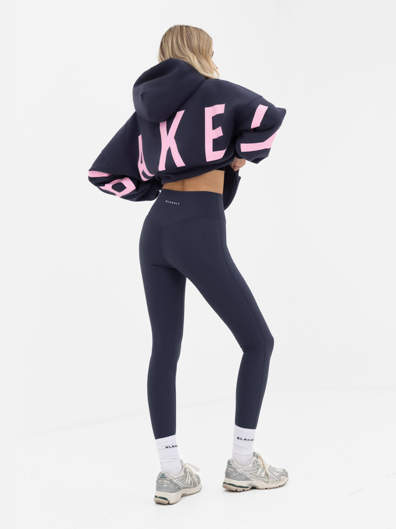 Isabel Oversized Hoodie - True Navy & Powder Pink