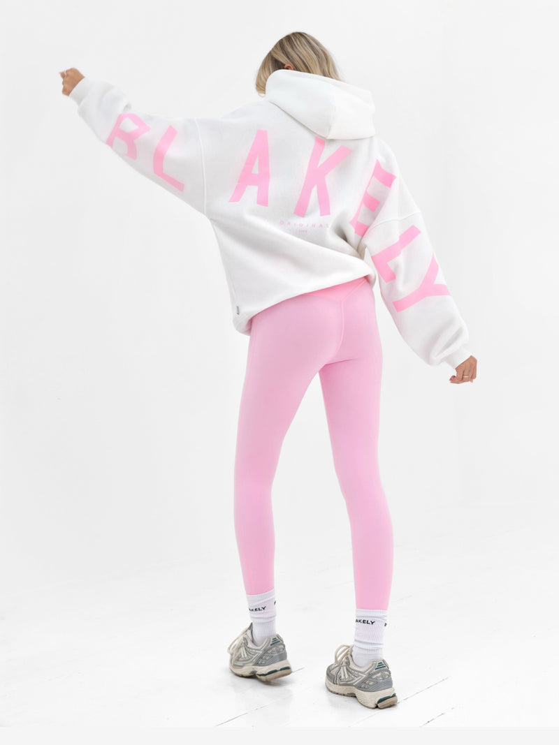 Isabel Oversized Hoodie - Flat White & Powder Pink