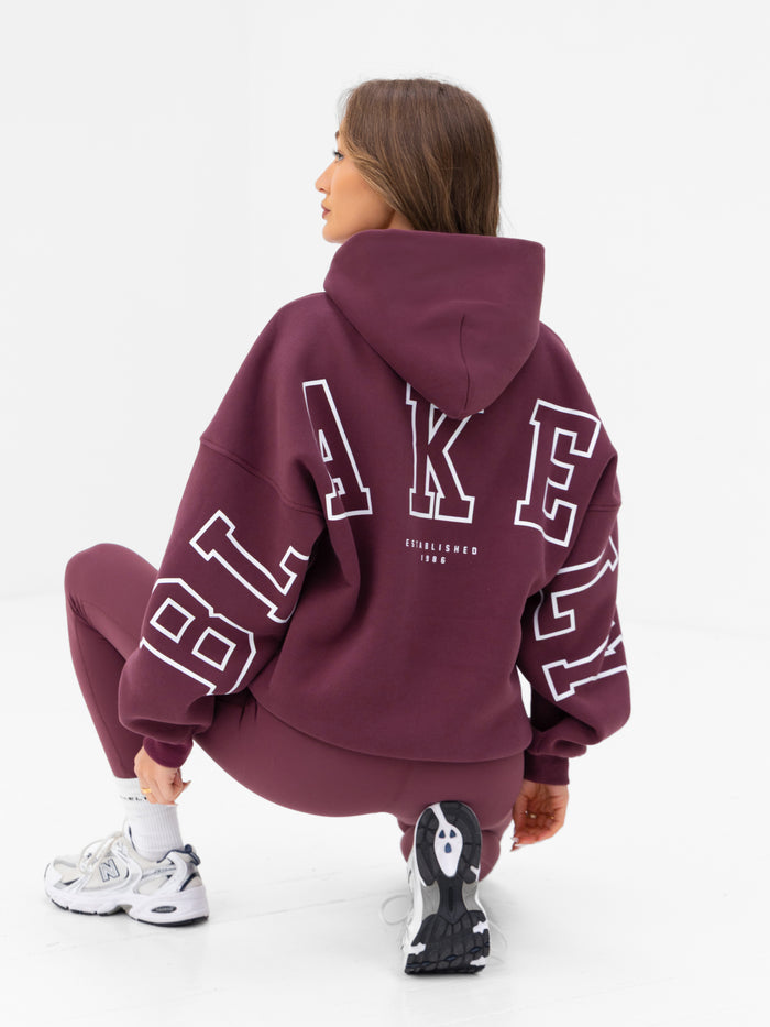 Varsity Isabel Oversized Hoodie - Old Burgundy
