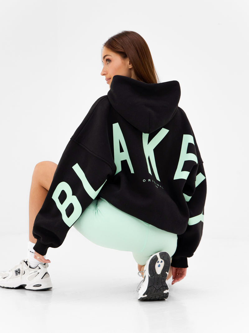 Isabel Oversized Hoodie - Black & Pastel Green