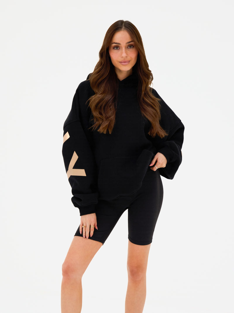 Isabel Oversized Hoodie - Black & Light Tan
