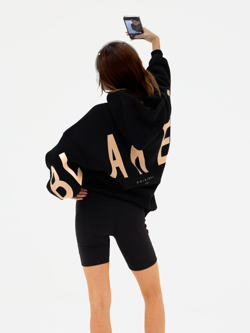Isabel Oversized Hoodie - Black & Light Tan