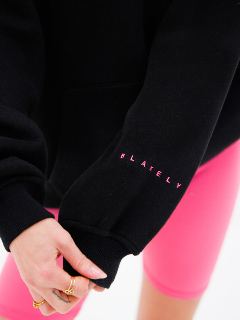 Isabel Oversized Hoodie - Black & Bold Pink