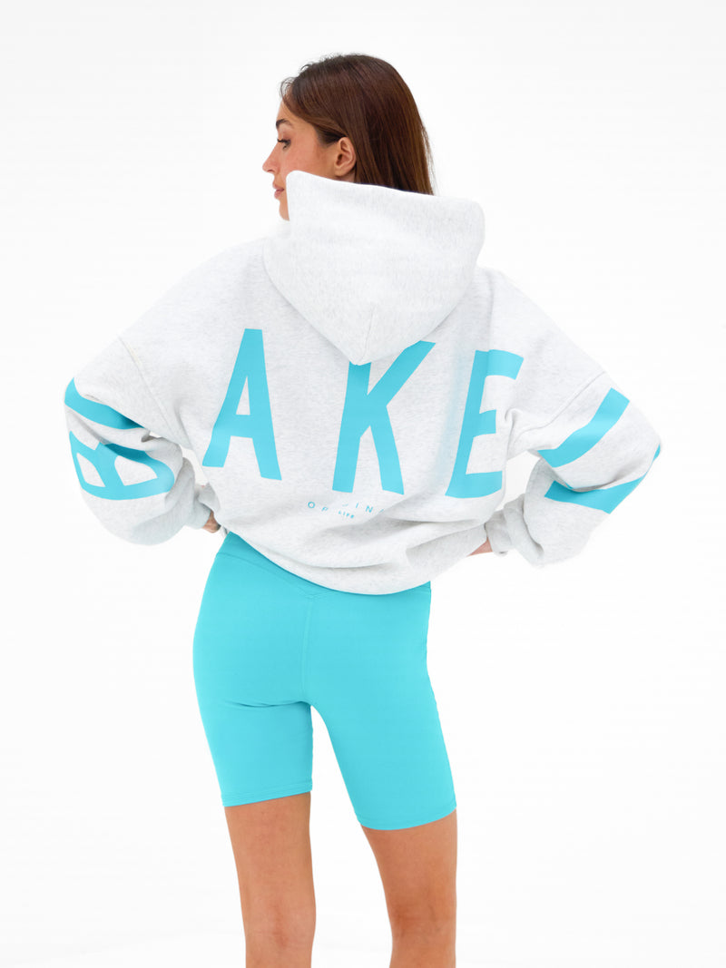 Isabel Oversized Hoodie - Marl White & Aqua