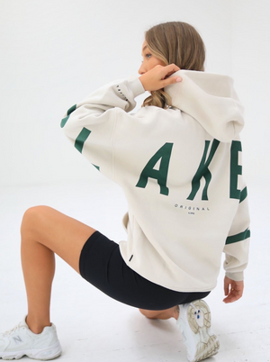 Life & Style Isabel Oversized Hoodie - Chalk & Forest Green