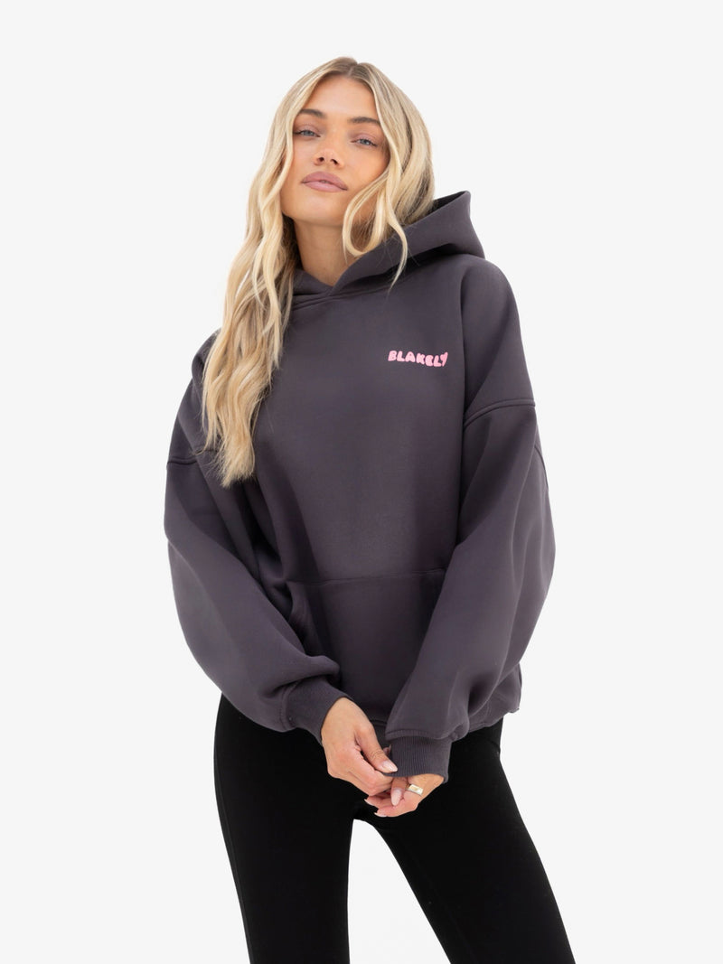 Cloud Print Oversized Hoodie - Graphite