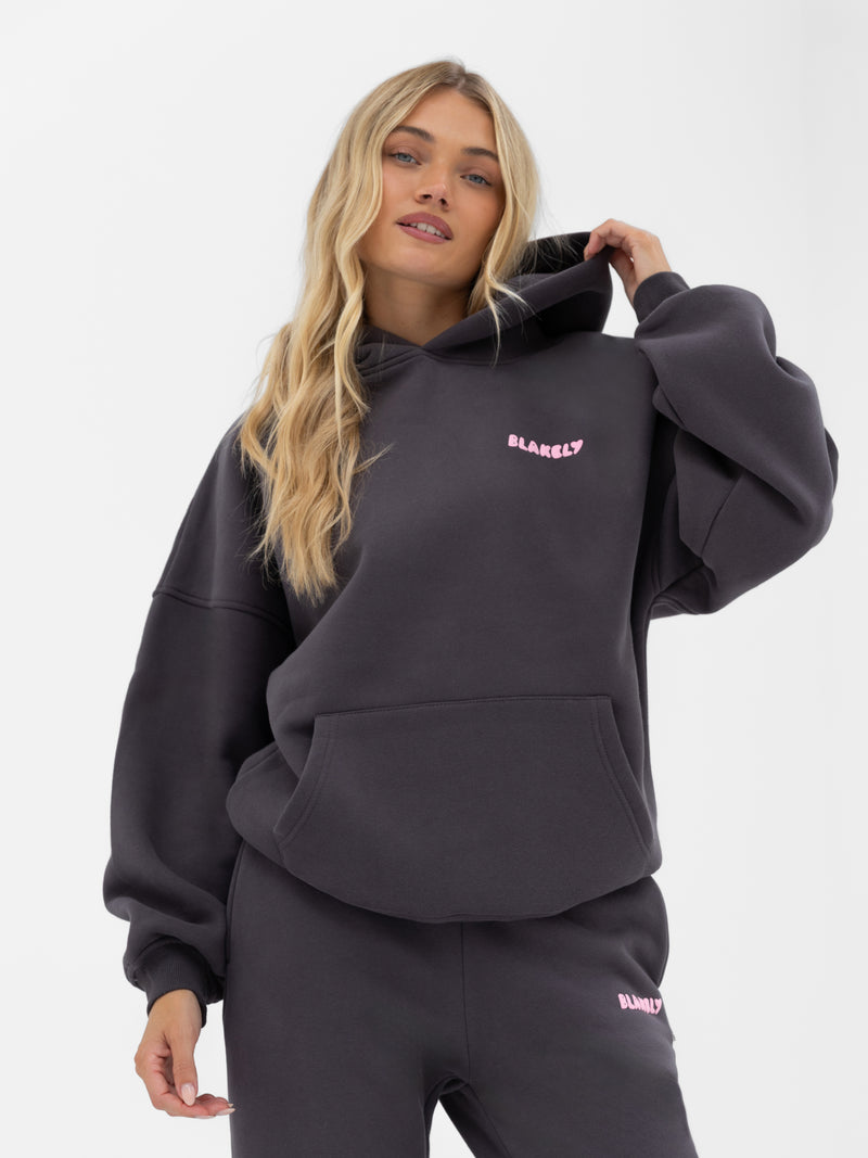 Cloud Print Oversized Hoodie - Graphite