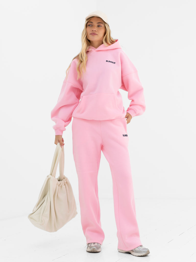 Cloud Print Oversized Hoodie - Powder Pink