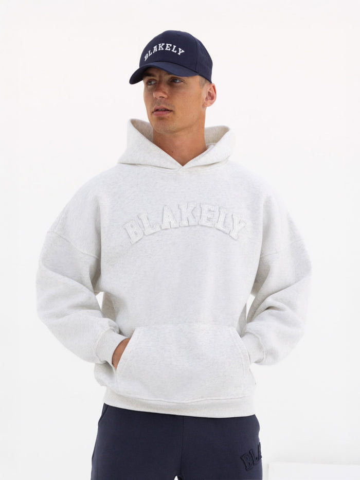Tonal Varsity Relaxed Hoodie - Marl White