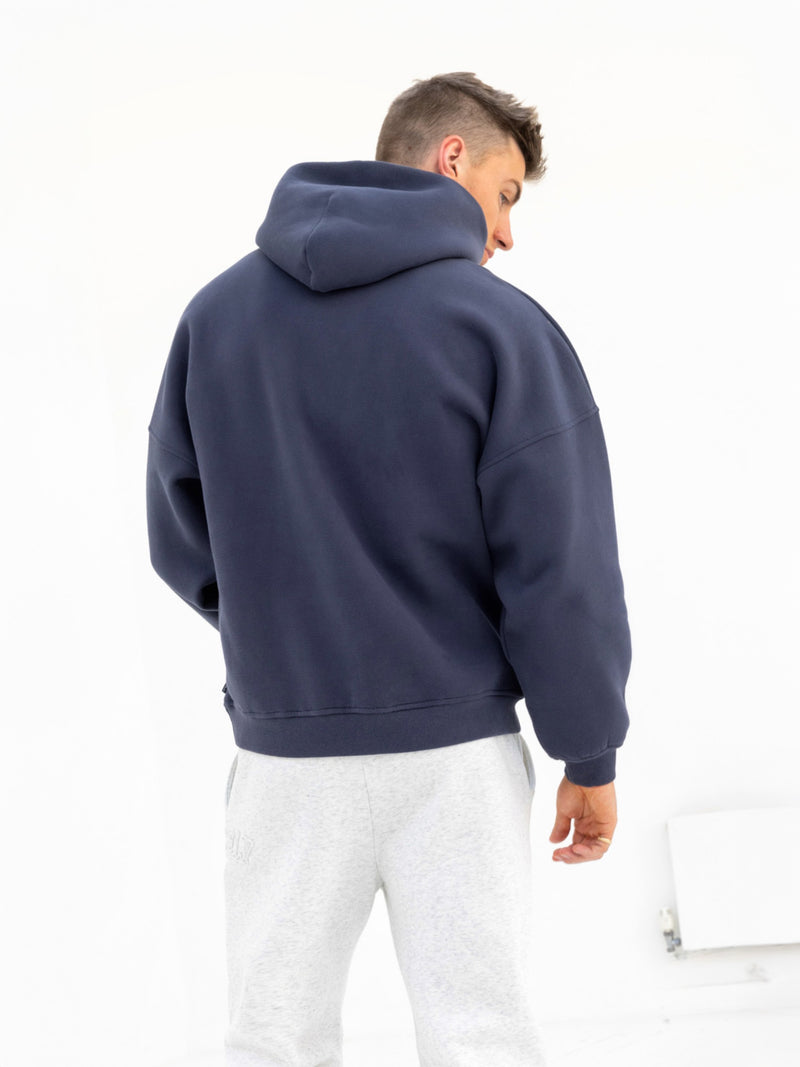 Tonal Varsity Relaxed Hoodie - True Navy