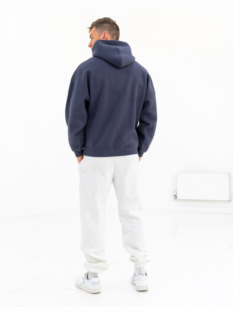 Tonal Varsity Relaxed Hoodie - True Navy