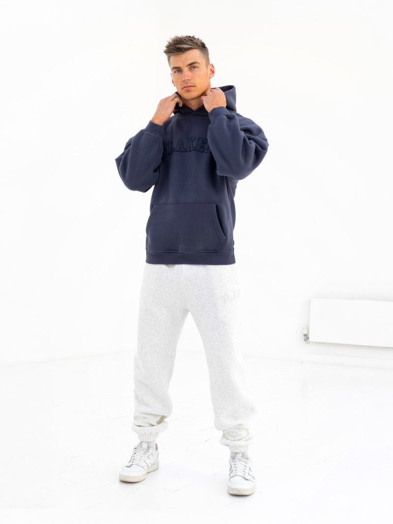 Tonal Varsity Relaxed Hoodie - True Navy