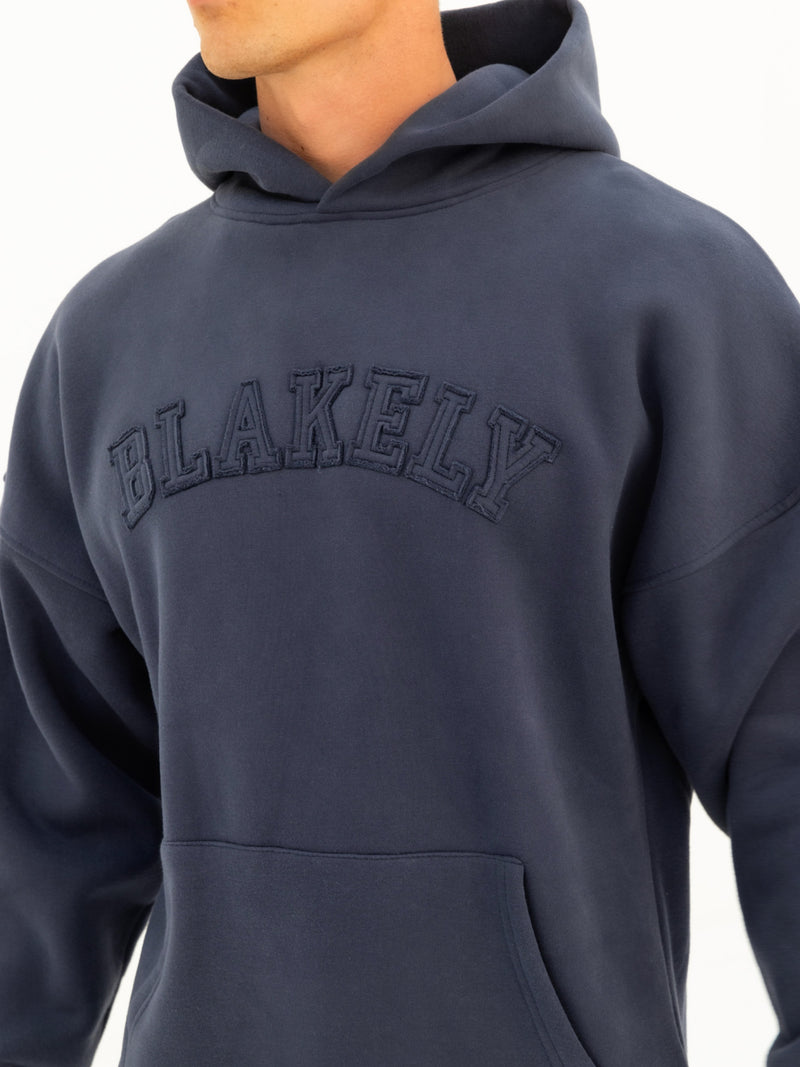 Tonal Varsity Relaxed Hoodie - True Navy