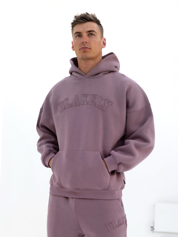 Tonal Varsity Relaxed Hoodie - Soft Mauve