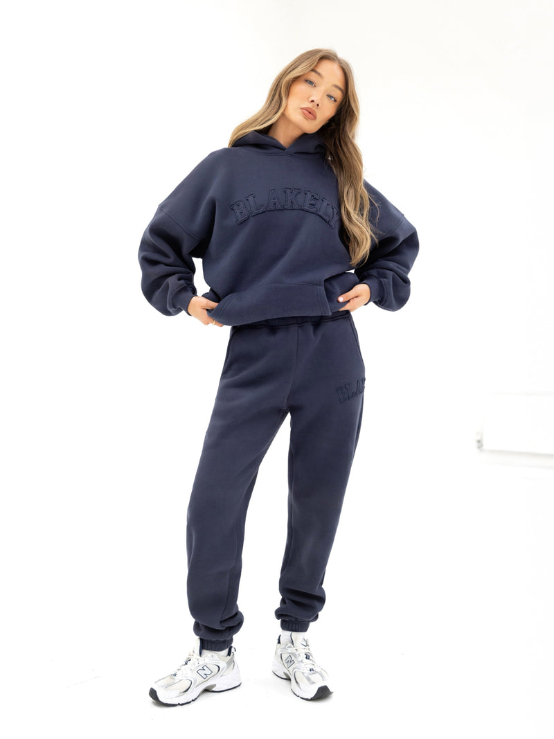 Tonal Varsity Oversized Hoodie - True Navy