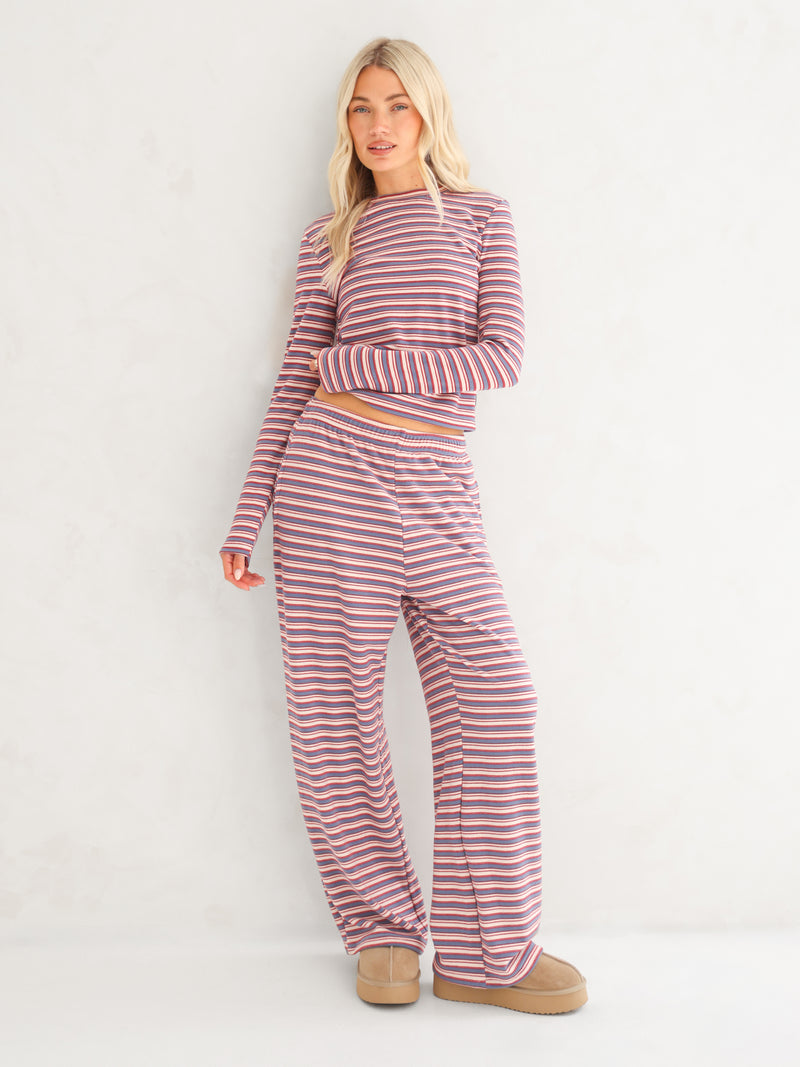 Sadie Stripe Wide Leg Trousers - Red Stripe