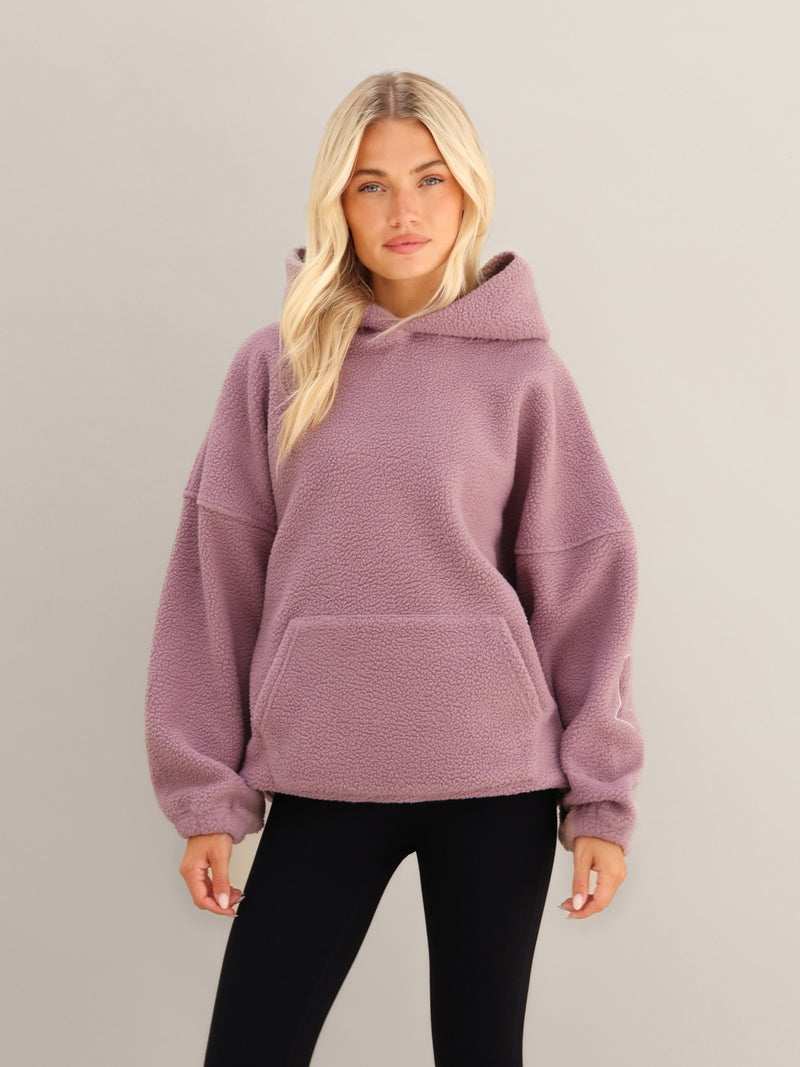 Borg Isabel Oversized Hoodie - Dusty Pink