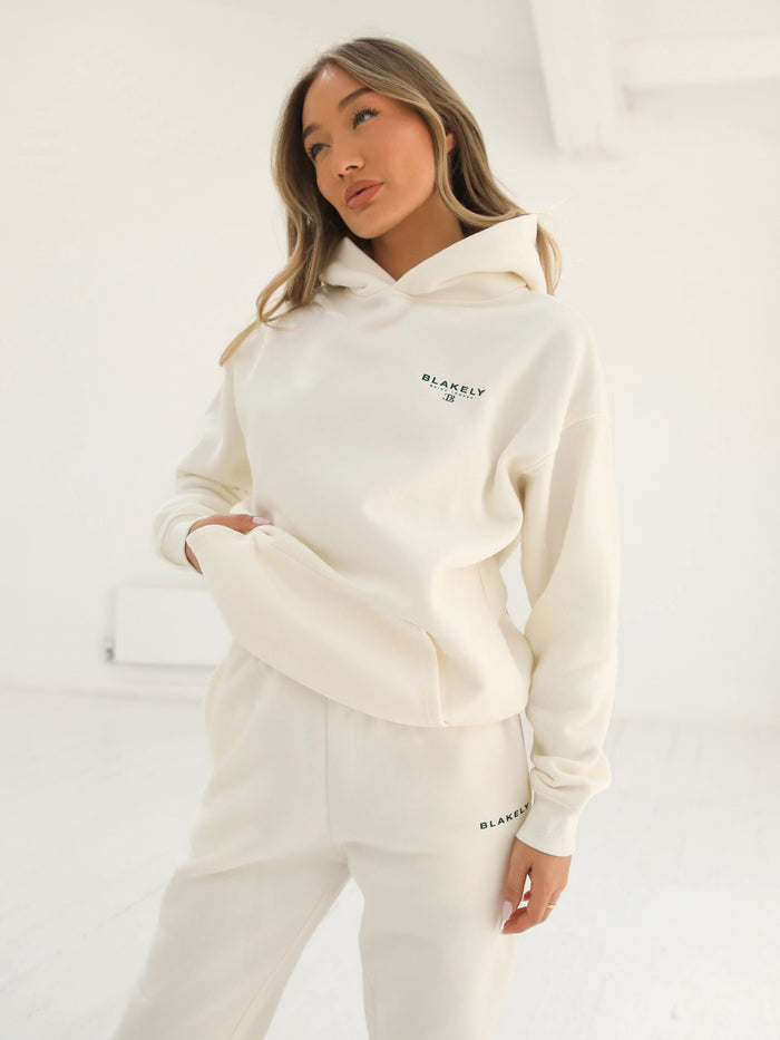 Riviera Initial Relaxed Women's Hoodie - Ivory