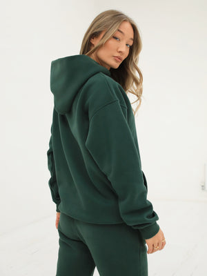 Life & Style II Oversized Hoodie - Forest Green