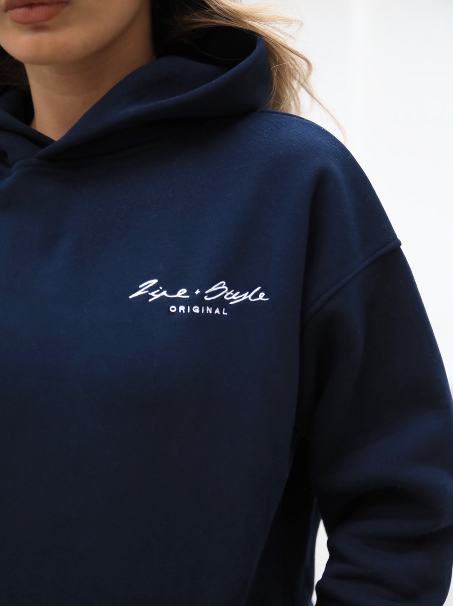 Life & Style Oversized Hoodie - Navy Blue