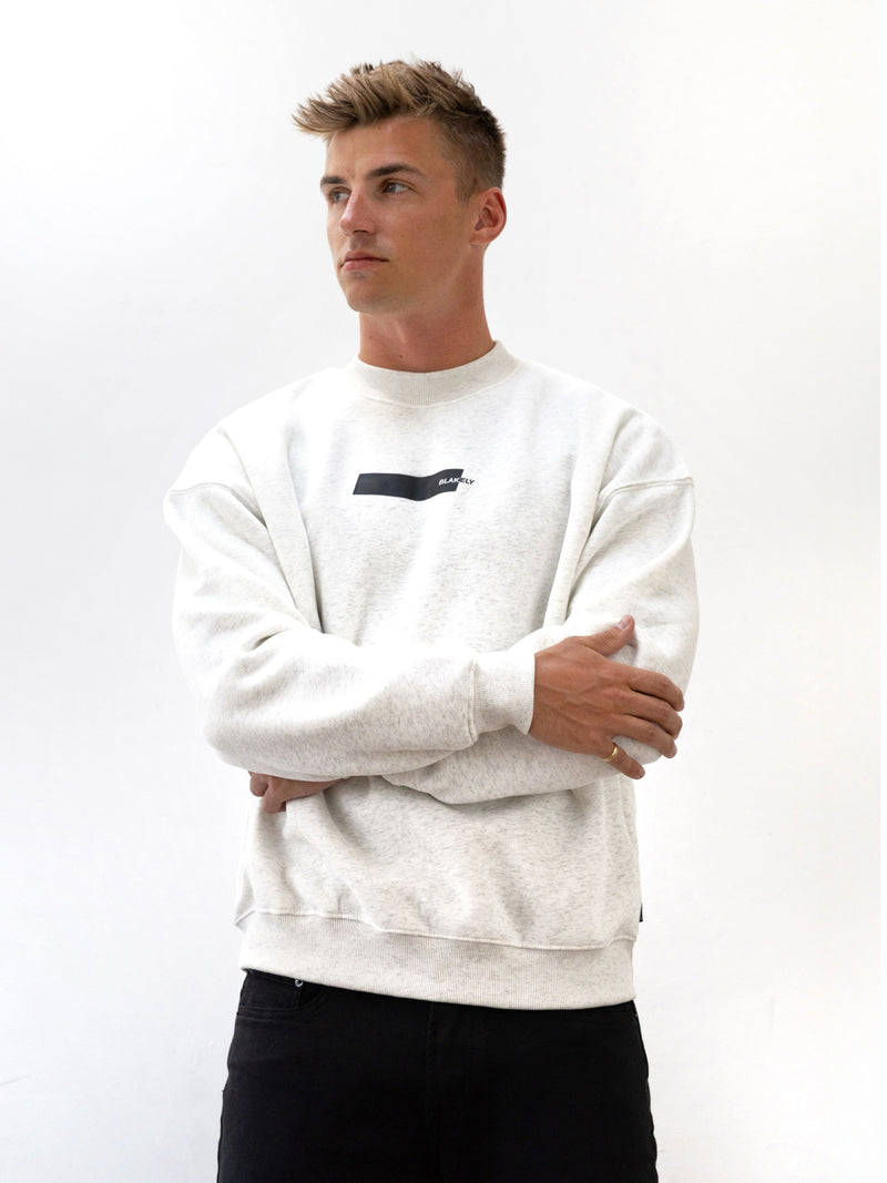 Kobe Italic Relaxed Sweater - Marl White