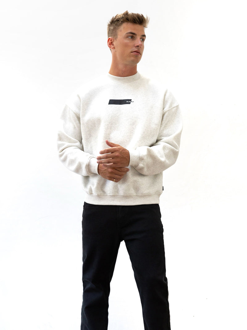 Kobe Italic Relaxed Sweater - Marl White