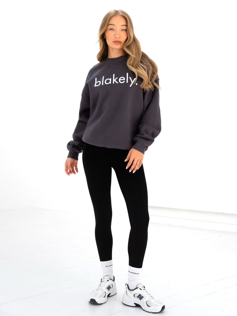 Logo Oversized Sweater - Charcoal