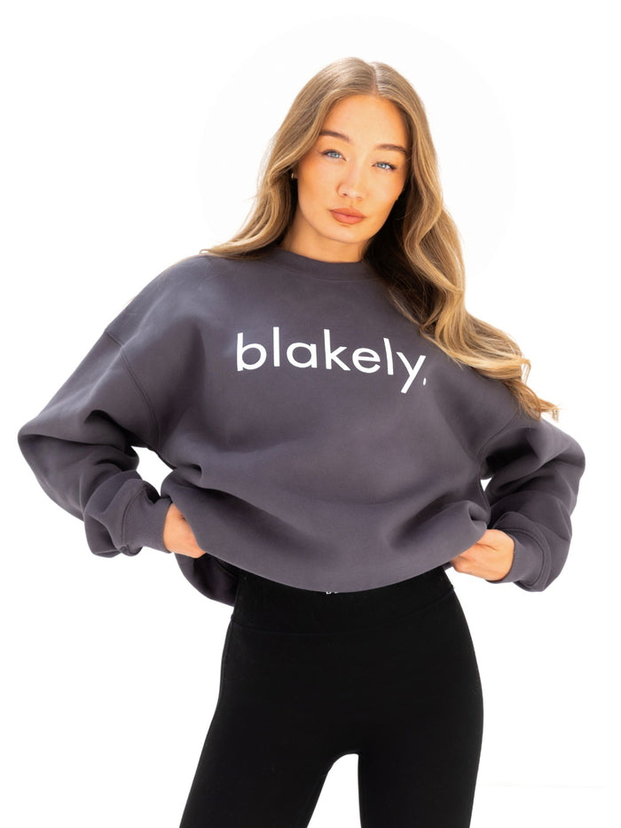 Logo Oversized Sweater - Charcoal