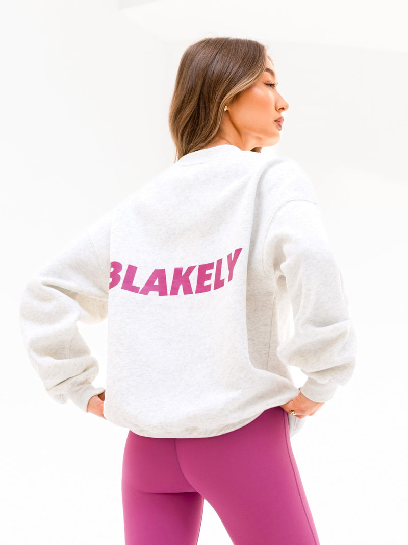 Amelie Oversized Sweater - Marl White & Pink