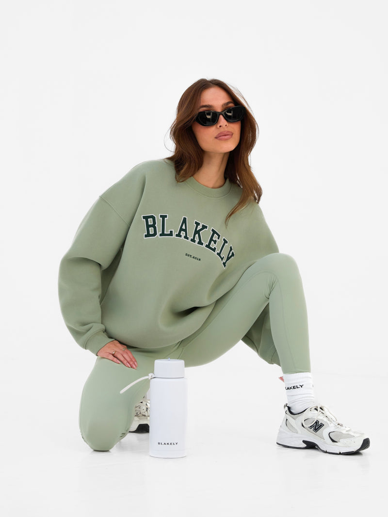 Varsity Oversized Sweater - Light Green