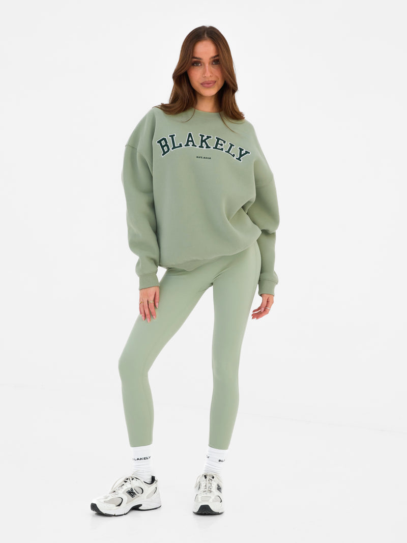 Varsity Oversized Sweater - Light Green