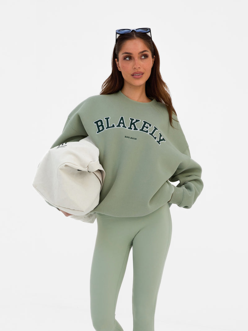 Varsity Oversized Sweater - Light Green