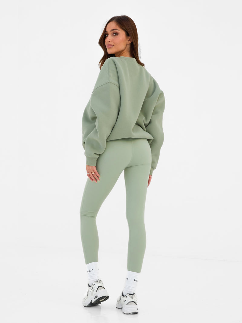 Varsity Oversized Sweater - Light Green