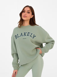 Varsity Oversized Sweater - Light Green