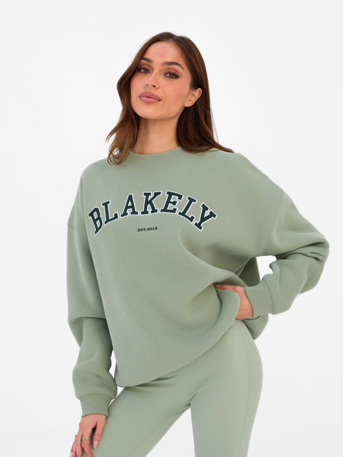 Varsity Oversized Sweater - Light Green