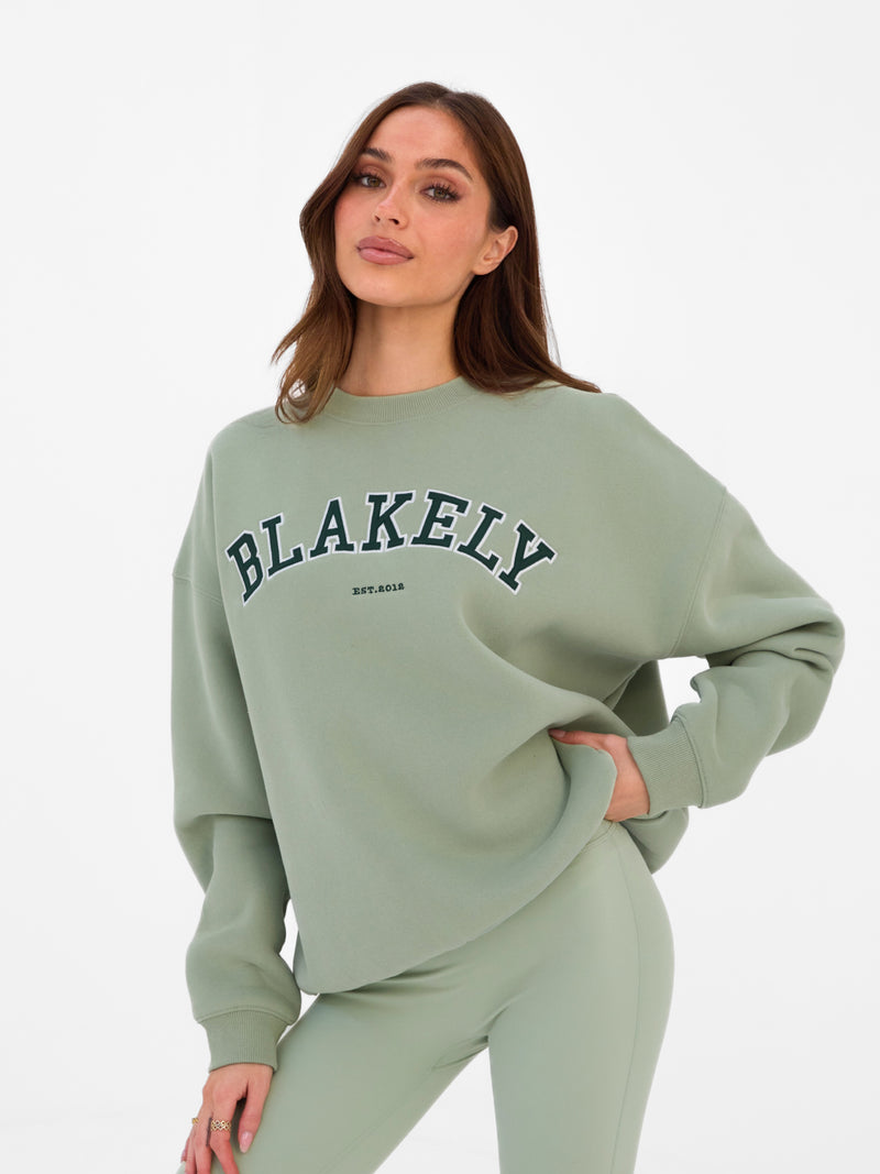 Varsity Oversized Sweater - Light Green