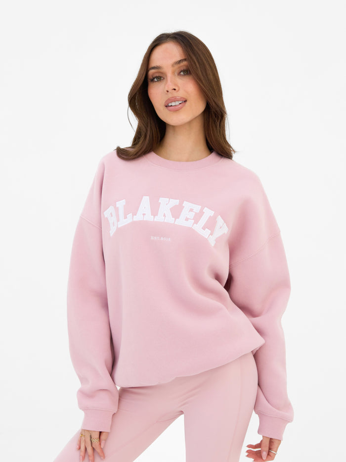 Varsity Oversized Sweater - Vintage Pink