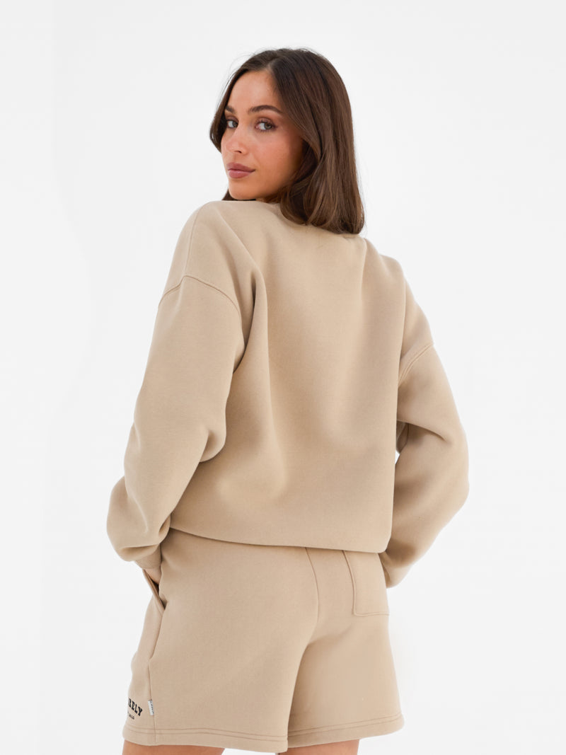 Varsity Oversized Sweater - Tan