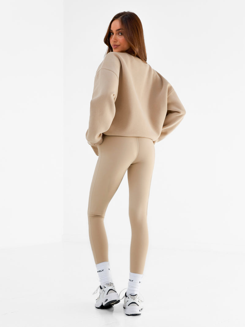 Varsity Oversized Sweater - Tan