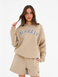 Varsity Oversized Sweater - Tan