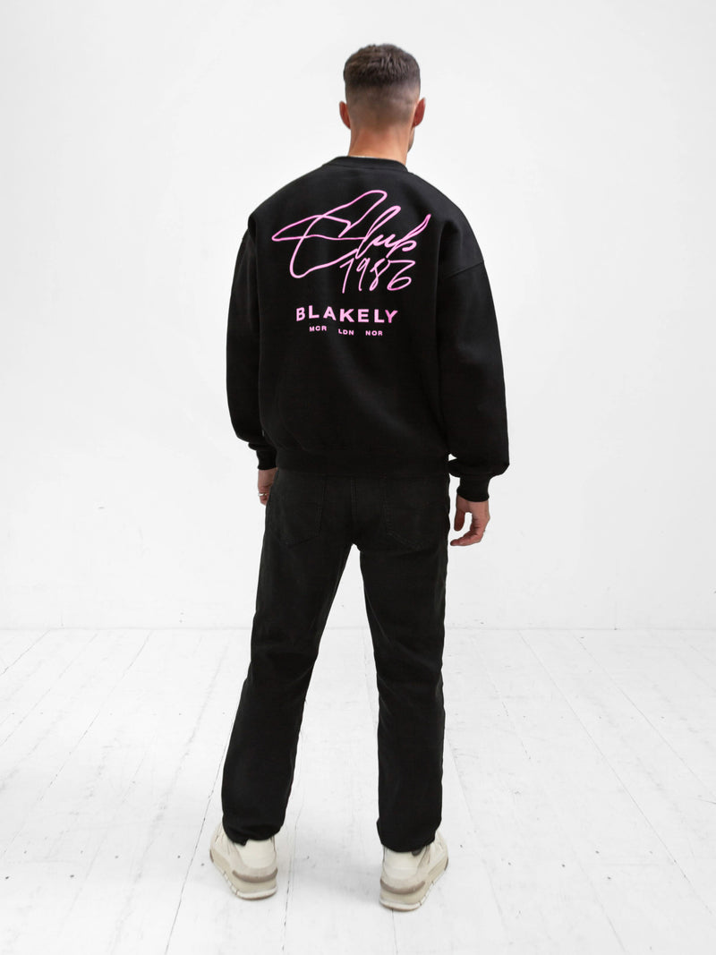 Club Relaxed Sweater - Black & Pink