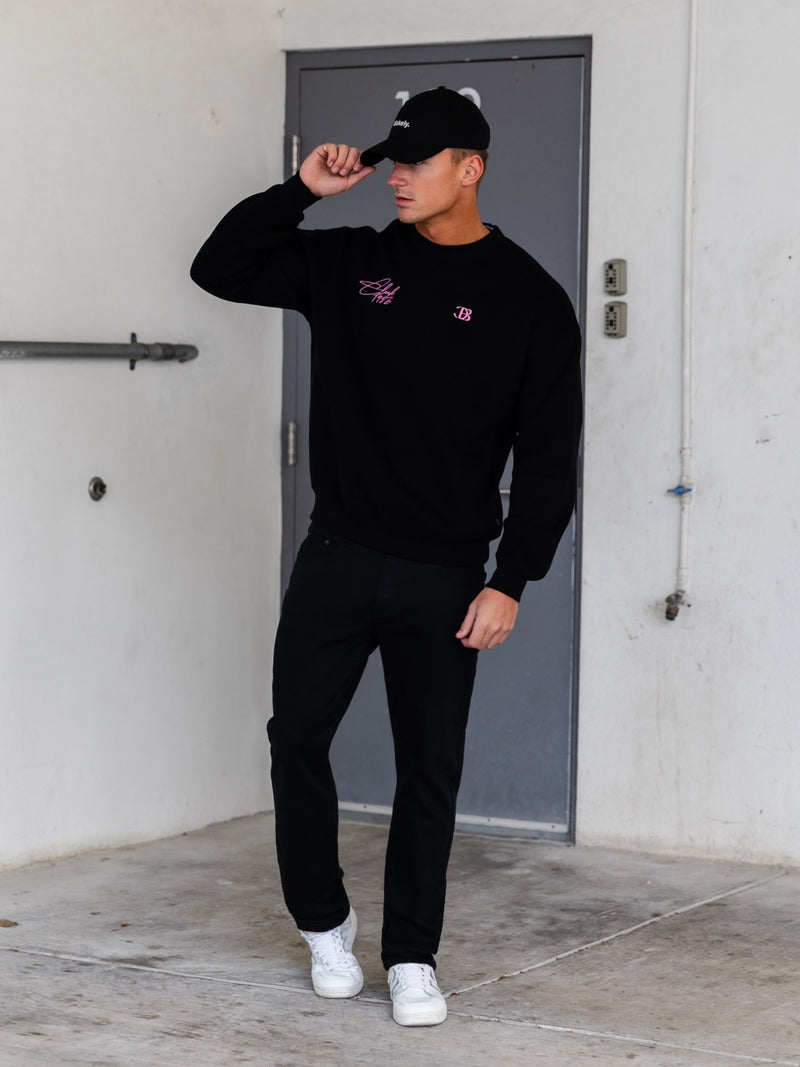 Club Relaxed Sweater - Black & Pink