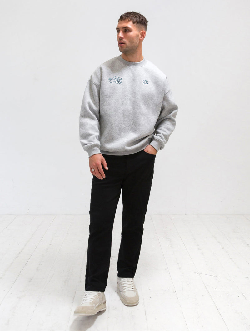 Club Relaxed Sweater - Marl Grey & Teal